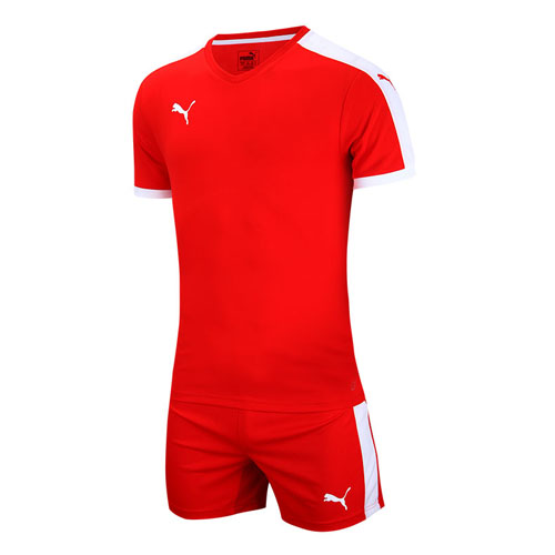 （团队首选）专柜正品PUMA TEAMSPORT 顶级 足球 光板红色队服套装（上衣+短裤）